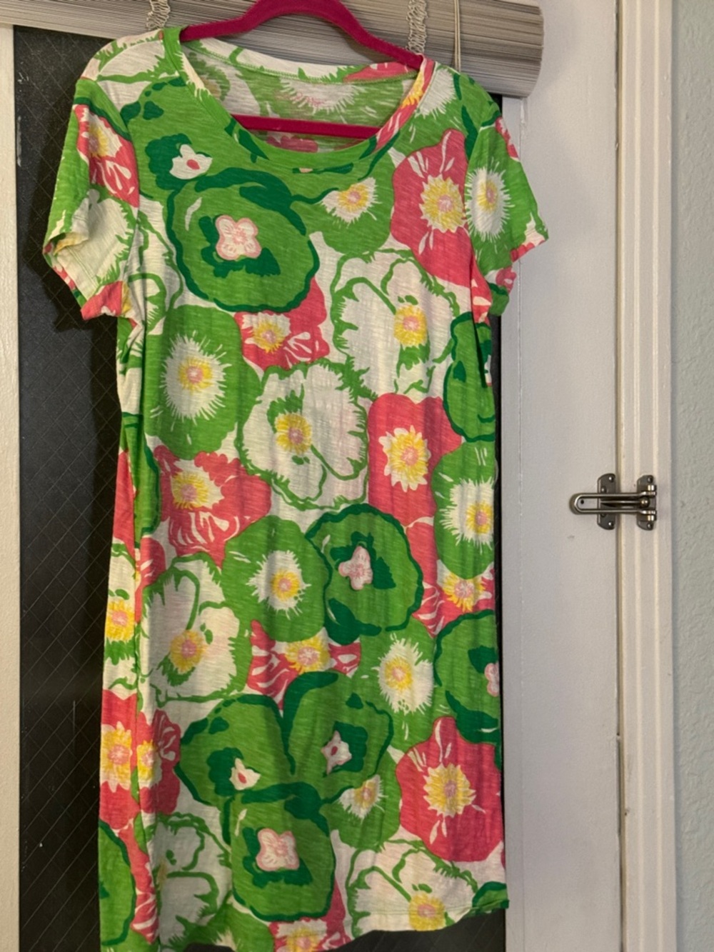 Lilly Pulitzer Green Pink Floral Mini Dress medium